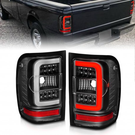 FORD RANGER LED TAILLIGHTS 2001-2011 BLACK HOUSING C BAR SET