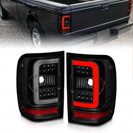 FORD RANGER LED TAILLIGHTS 2001-2011 BLACK SMOKE HOUSING C BAR SET