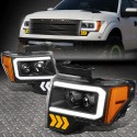 FORD F150 2009-2014 BLACK C BAR HALO PROJECTORS HEADLIGHTS