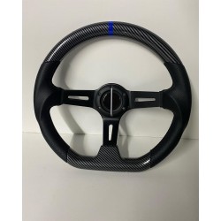 Universal Carbonfiber d shape steering wheel with blue stripe 6 hole