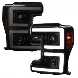 2017-2019 ford f250/350 black dual halo projectors headlights