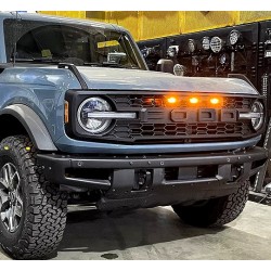 2022-2023 FORD BRONCO FRONT GRILLE WITH AMBER DRL LIGHTS AND LOGO REPLACEMENT