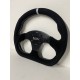 UNIVERSAL STEERING WHEEL D SHAPE  6 HOLE BLACK SUEDE WITH SILVER STITCHING  LINING