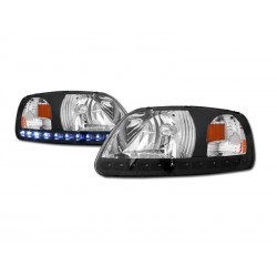 1pc Headlamps  Black/Amber 1997-03 Ford F150/Expedition