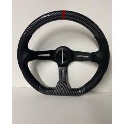 UNIVERSAL CARBON D SHAPE WITH RED STRIPE STEERING WHEEL