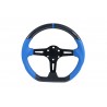 UNIVERSAL D SHAPE STEERING WHEEL BLUE BLACK CONCAVE BLACK CENTER 3 SPOKE