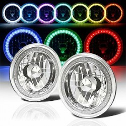 Led 7" round conversion rgb with remote multicolor change halo headlight pair