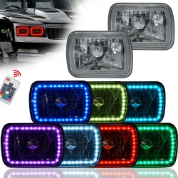 LED RGB 7X6 CONVERSION MULTICOLOR WITH REMOTE  CHROME HEADLIGHTS PAIR
