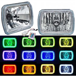LED RGB 4X6 CONVERSION MULTICOLOR WITH REMOTE  CHROME HEADLIGHTS PAIR