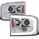 1999-2004 ford super duty f250 chrome amber  c bar projectors version 2 headlights