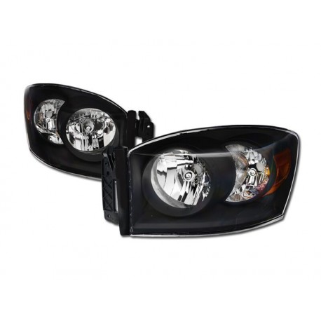 Diamond Black Clear 2006-2008 Dodge Ram 1500/2500/3500 Headlamps