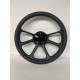 BLACK BILLET 3 SPOKE STEERING WHEEL 5 HOLE UNIVERSAL 14"WITH BLACK VINYL WRAP