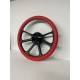 BLACK BILLET 3 SPOKE STEERING WHEEL 5 HOLE UNIVERSAL 14"WITH RED VINYL WRAP