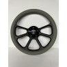 14"BLACK BILLET 3 SPOKE STEERING WHEEL 5 HOLE WITH GREY SLEEVE WRAP