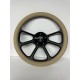 BILLET BLACK STEERING WHEEL WITH TAN WRAP  UNIVERSAL 6 HOLE