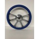 BILLET POLISH BLUE WRAP STEERING WHEEL UNIVERSAL 6 HOLE