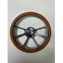 14"BILLET POLISH KAKI BROWN  WRAP STEERING WHEEL UNIVERSAL 6 HOLE