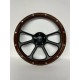 BILLET BLACK WOOD WRAP STEERING WHEEL UNIVERSAL 6 HOLE 14"