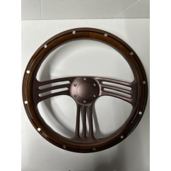 WOOD 3 SLIT SPOKE BRONZE 14" UNIVERSAL STEERING WHEEL