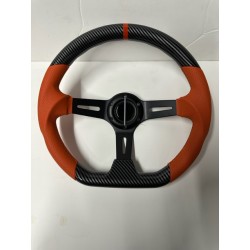 UNIVERSAL D SHAPE STEERING WHEEL ORANGE BLACK 14" DEEP DISH