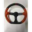 UNIVERSAL D SHAPE STEERING WHEEL ORANGE BLACK 14" DEEP DISH