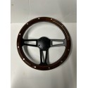 WOOD 3 SPOKE BLACK SPLIT UNIVERSAL STEERING WHEEL 6 HOLE