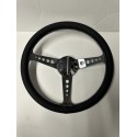 LEATHER BLACK 3 SPOKE HOLES CHROME UNIVERSAL STEERING WHEEL