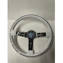 WHITE 3 SPOKE CHROME UNIVERSAL STEERING WHEEL WITH BLACK STRIPES