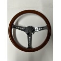 WOOD 3 SPOKE HOLES CHROME STEERING WHEEL UNIVERSAL