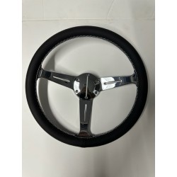 LEATHER BLACK 3 SPOKE SPLIT UNIVERSAL STEERING WHEEL