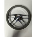 CHROME 4 SPOKE BILLET GREY STEERING WHEEL UNIVEERSAL 6 HOLE