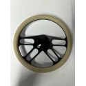 BLACK BILLET 4 SPOKE STEERING WHEEL TAN WRAP UNIVERSAL