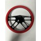 BLACK 4 SPOKE BILLET WITH RED WRAP UNIVERSAL 6 HOLE 14" STEERING WHEEL