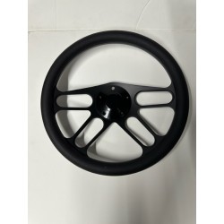 BLACK BILLET 4 SPOKE STEERING WHEEL BLACK WRAP UNIVERSAL