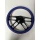 4 SPOKE BLACK BILLET WITH BLUE WRAP UNIVERSAL STEERING WHEEL 6 HOLE