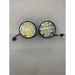 LED OEM STYLE 5 3/4 ROUND GLASS HEADLIGHTS CLEAR PAIR HI LOW BEAM