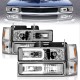 1994-1998 CHEVY P/U TAHOE SUBURBAN CHROME C BAR HALO COMBO HEADLIGHTS WITH APRKING LIGHTS AND TURN SIGNALS