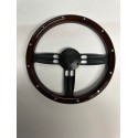 BILLET STEERING WHEEL 3 SPOKE  BLACK SPLIT WOOD WRAP