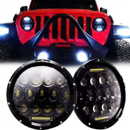 7" Round Cree Led Black Housing Headlights W High Low Beam Jeep JK 2007-2014 /Toyota FJ Cruiser/Hummer H2