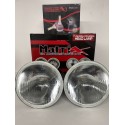 UNIVERSAL 7" ROUND OEM STYLE HEADLIGHTS PAIR WITH LED LIGHTS H4 HI LOW