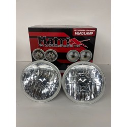 Universal 7 Inch Round Clear Conversion Headlamps Pair H4 Replacement
