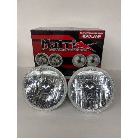 Universal 7 Inch Round Clear Conversion Headlamps Pair H4 Replacement