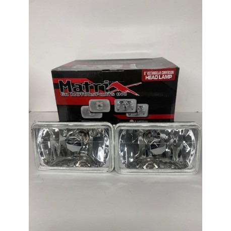 UNIVERSAL CONVERSION 4X6 GLASS HEADLIGHTS EURO CLEAR H4 PLUG PAIR