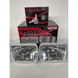 UNIVERSAL CONVERSION 4X6 GLASS HEADLIGHTS EURO CLEAR H4 PLUG PAIR WITH LED BULBS