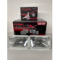 UNIVERSAL CONVERSION 4X6 GLASS HEADLIGHTS OEM STYLE CLEAR H4 PLUG PAIR WITH LED BULBS