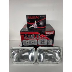 UNIVERSAL HEADLIGHTS 7X6 CONVERSIONS OEM STYLE CLEAR GLASS H4 PAIR WITH LED