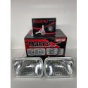UNIVERSAL HEADLIGHTS 7X6 CONVERSIONS OEM STYLE CLEAR GLASS H4 PAIR WITH LED