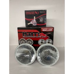 UNIVERSAL CONVERSION 5 3/4 ROUND OEM STYLE CLEAR HEADLIGHTS PAIR WITH LED H4 BULBS HIGH LOW BEAM 30/48 WATTS