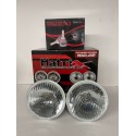 UNIVERSAL CONVERSION 5 3/4 ROUND OEM STYLE CLEAR HEADLIGHTS PAIR WITH LED H4 BULBS HIGH LOW BEAM 30/48 WATTS
