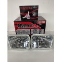 UNIVERSAL HEADLIGHTS 7X6 CONVERSIONS EURO CLEAR GLASS H4 PAIR WITH LED H4 HIGH LOW BEAM